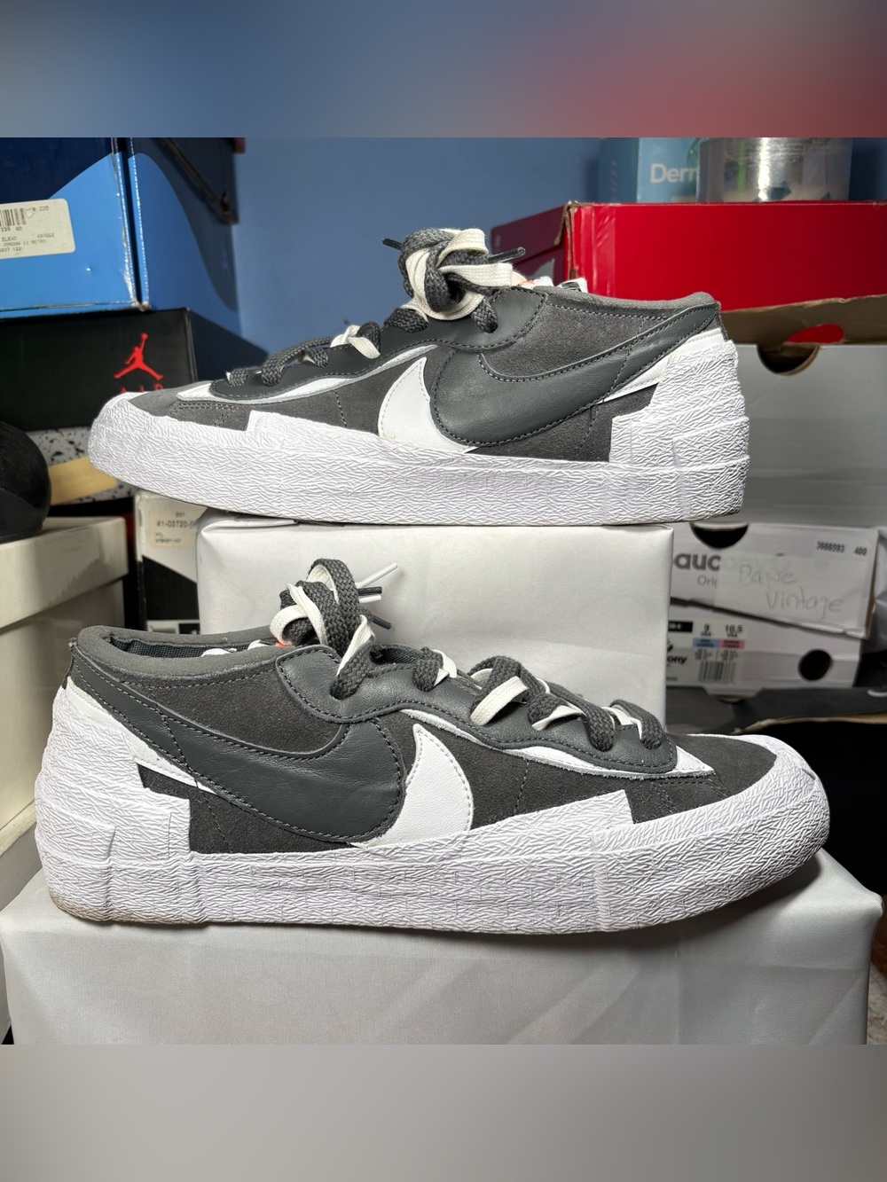 Size 11 - sacai x Nike Blazer Low Iron Grey